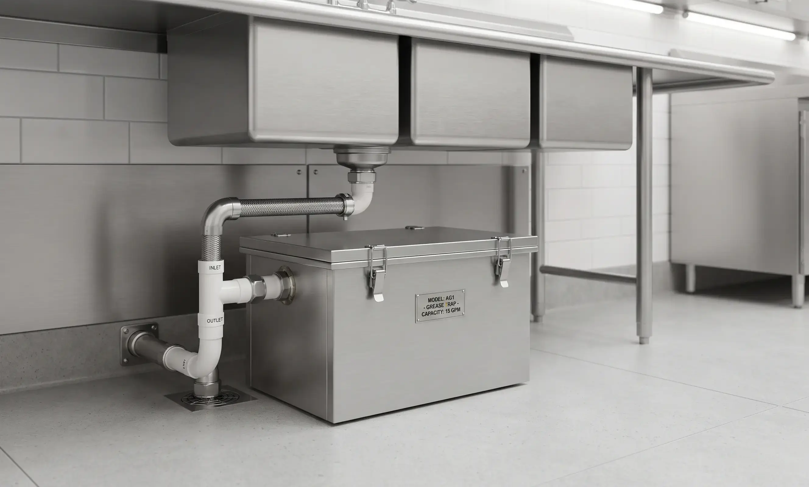Al Barr AG1 SS 304 Stainless Steel commercial grease trap unit
