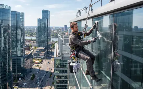 High-rise building glass window and facade cleaning specialists in UAE